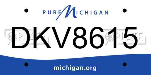 DKV8615 Michigan License Plate