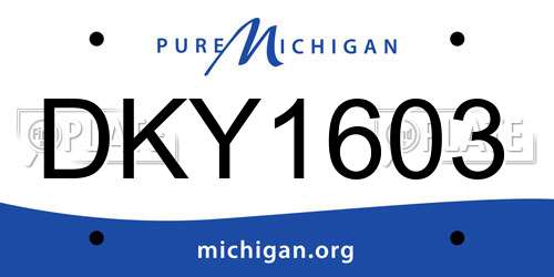 DKY1603 Michigan License Plate