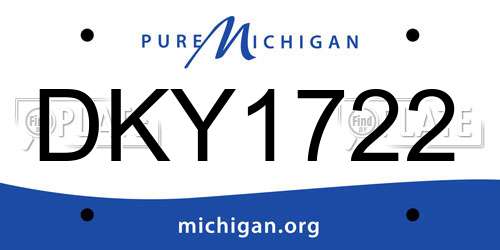 DKY1722 Michigan License Plate