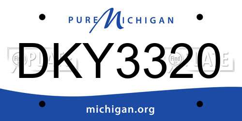 DKY3320 Michigan License Plate