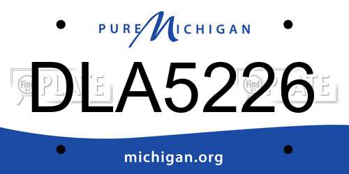 DLA5226 Michigan License Plate
