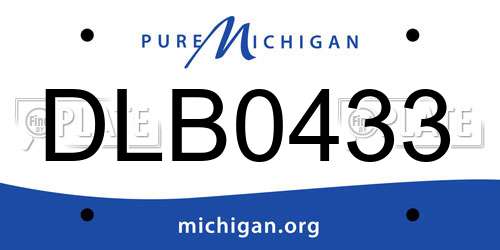 DLB0433 Michigan License Plate