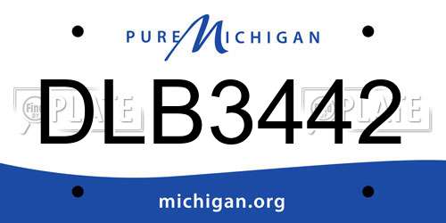 DLB3442 Michigan License Plate