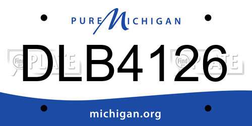 DLB4126 Michigan License Plate