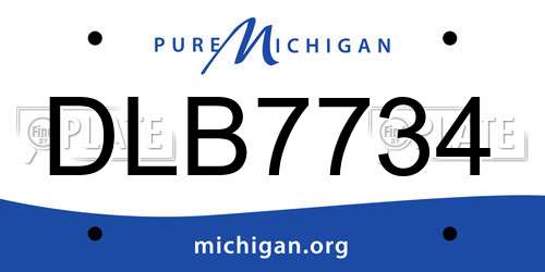 DLB7734 Michigan License Plate