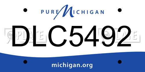 DLC5492 Michigan License Plate