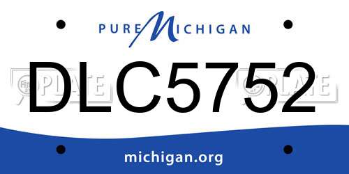 DLC5752 Michigan License Plate
