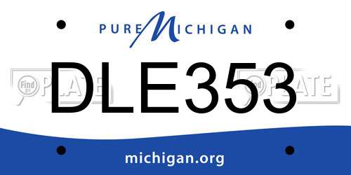 DLE353 Michigan License Plate