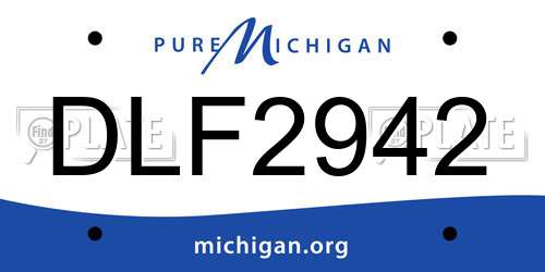 DLF2942 Michigan License Plate