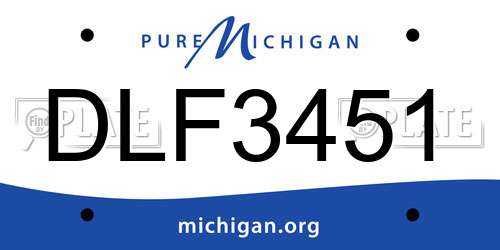 DLF3451 Michigan License Plate