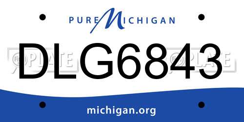 DLG6843 Michigan License Plate