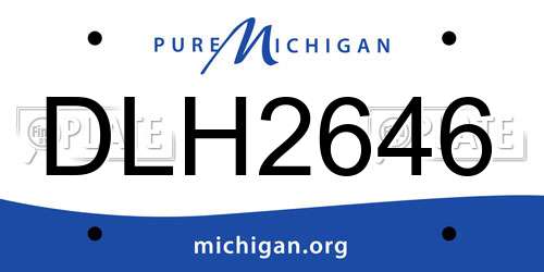 DLH2646 Michigan License Plate