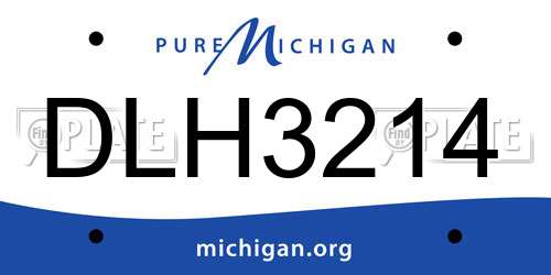 DLH3214 Michigan License Plate
