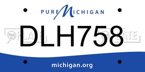 DLH758 Michigan License Plate