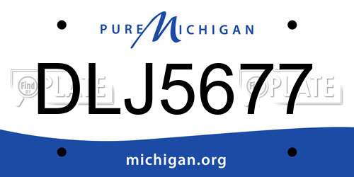 DLJ5677 Michigan License Plate