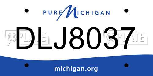 DLJ8037 Michigan License Plate