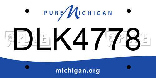 DLK4778 Michigan License Plate