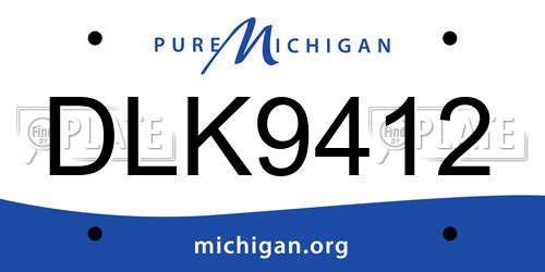 DLK9412 Michigan License Plate