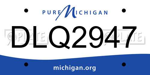 DLQ2947 Michigan License Plate
