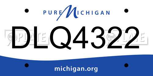 DLQ4322 Michigan License Plate