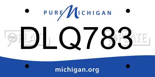 DLQ783 Michigan License Plate