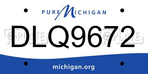 DLQ9672 Michigan License Plate