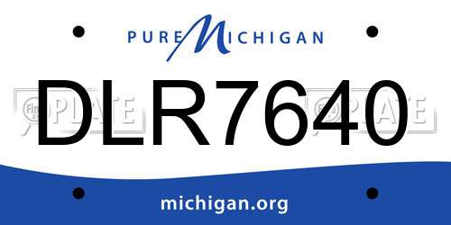 DLR7640 Michigan License Plate