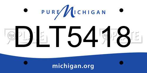 DLT5418 Michigan License Plate