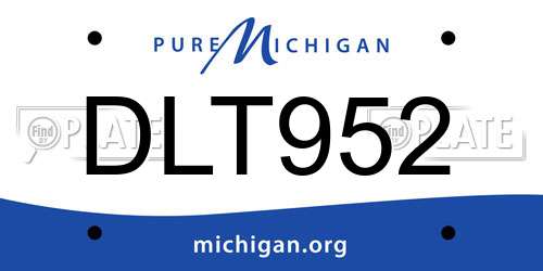 DLT952 Michigan License Plate