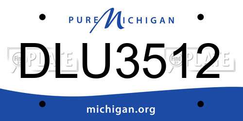 DLU3512 Michigan License Plate