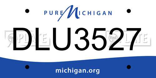 DLU3527 Michigan License Plate
