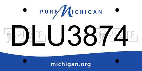 DLU3874 Michigan License Plate