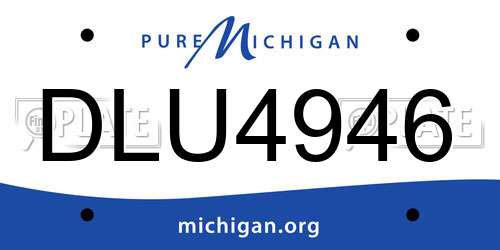 DLU4946 Michigan License Plate