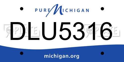 DLU5316 Michigan License Plate