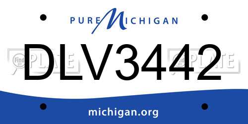 DLV3442 Michigan License Plate