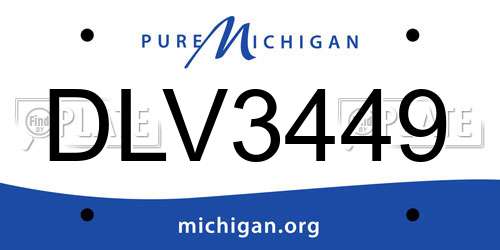 DLV3449 Michigan License Plate