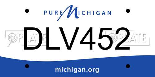 DLV452 Michigan License Plate