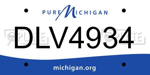 DLV4934 Michigan License Plate