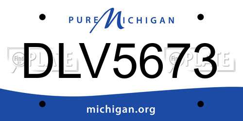 DLV5673 Michigan License Plate
