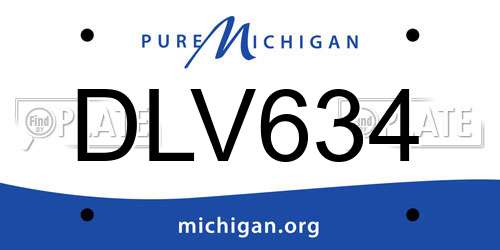 DLV634 Michigan License Plate