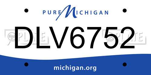 DLV6752 Michigan License Plate