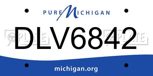 DLV6842 Michigan License Plate