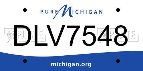 DLV7548 Michigan License Plate