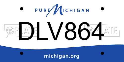 DLV864 Michigan License Plate