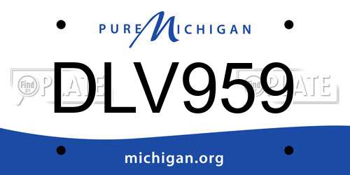 DLV959 Michigan License Plate