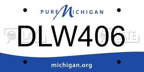 DLW406 Michigan License Plate