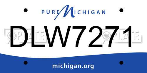 DLW7271 Michigan License Plate