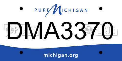 DMA3370 Michigan License Plate