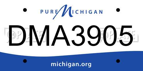 DMA3905 Michigan License Plate