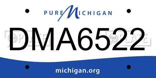 DMA6522 Michigan License Plate